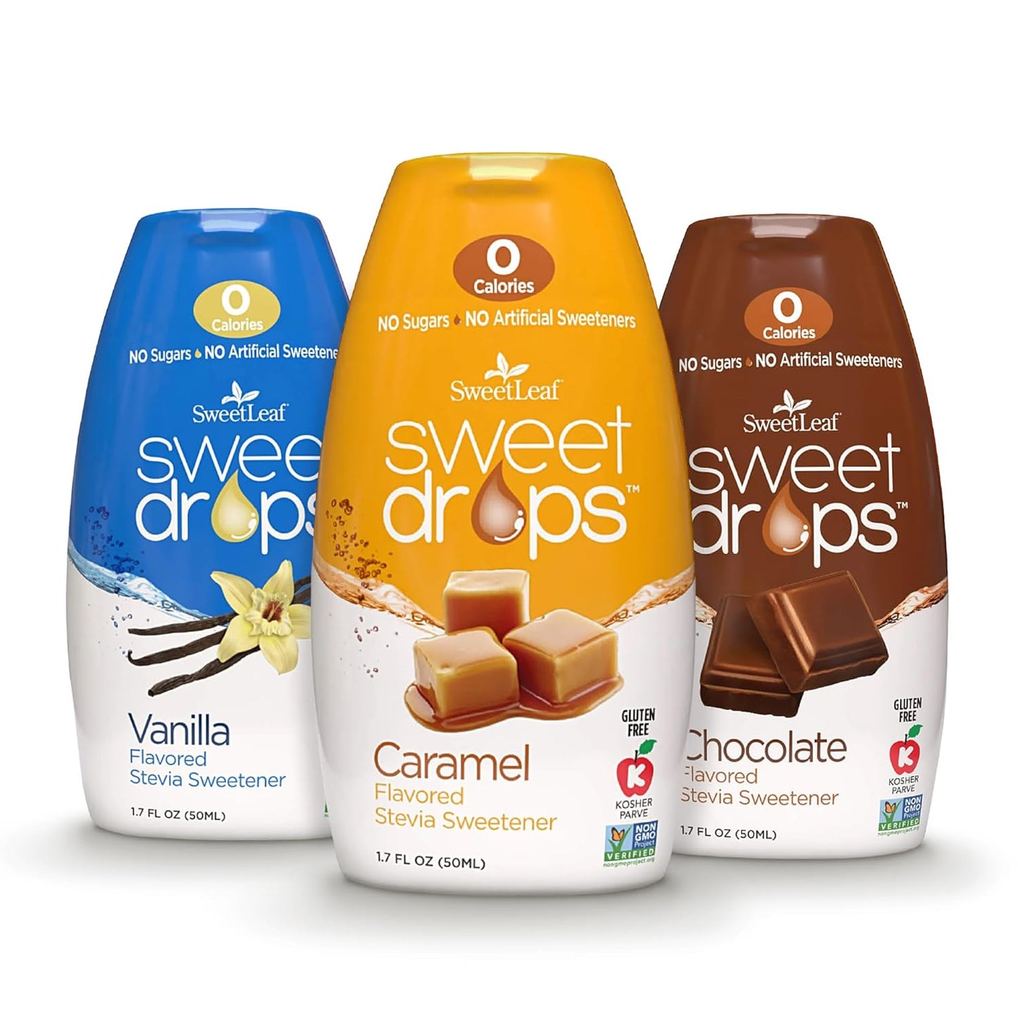 SweetLeaf Sweet Drops - Stevia Liquid Variety Pack with Chocolate, Caramel, Vanilla Stevia Sweetener, Sugar-Free Coffee Syrup Alternative and More, 1.7 Oz Ea (Pack of 3)