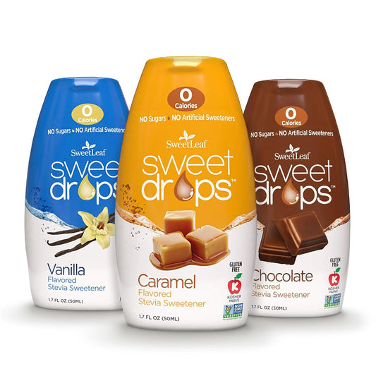 SweetLeaf Sweet Drops - Stevia Liquid Variety Pack with Chocolate, Caramel, Vanilla Stevia Sweetener, Sugar-Free Coffee Syrup Alternative and More, 1.7 Oz Ea (Pack of 3)