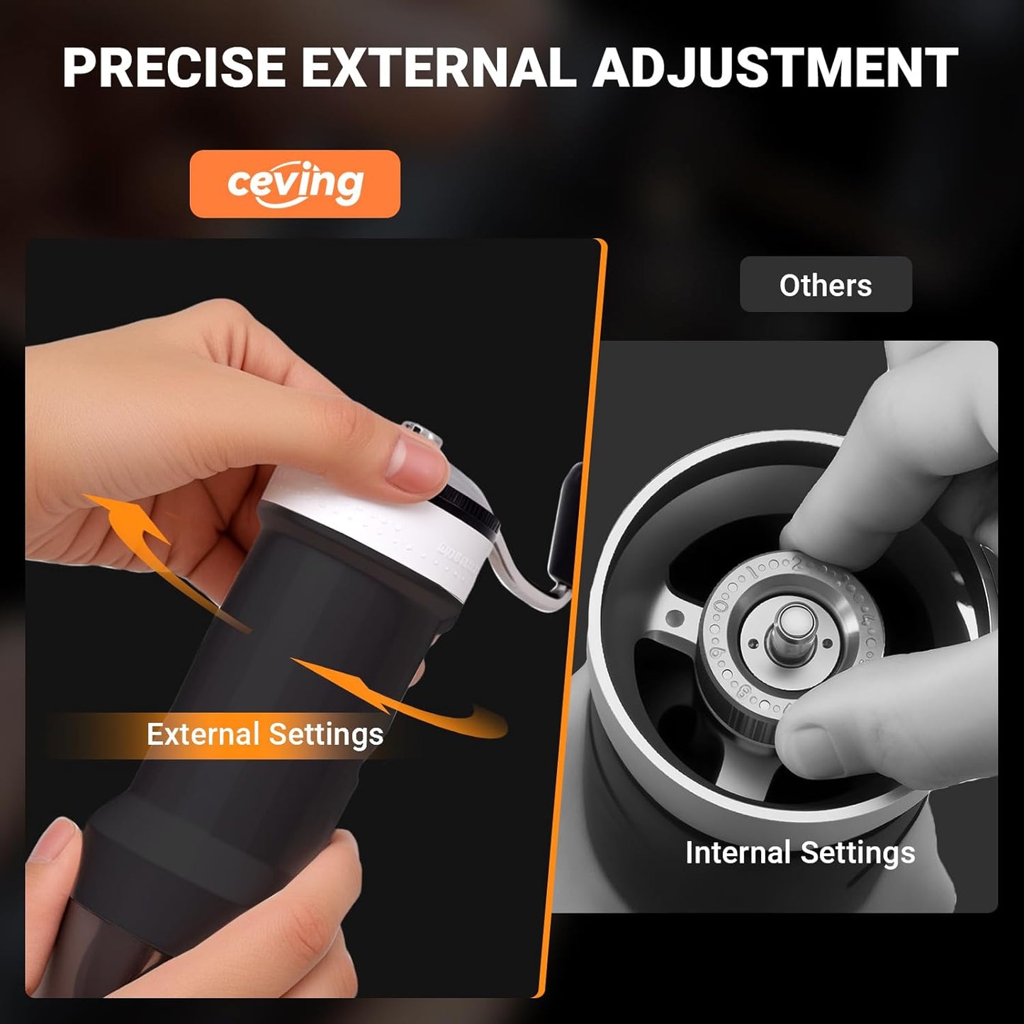 Mini Manual Coffee Grinder – 40 Adjustable Settings, Portable Hand Crank Mill with 30g Capacity, Conical Burr for Espresso, Pour Over, French Press | Perfect for Travel, Camping & Office