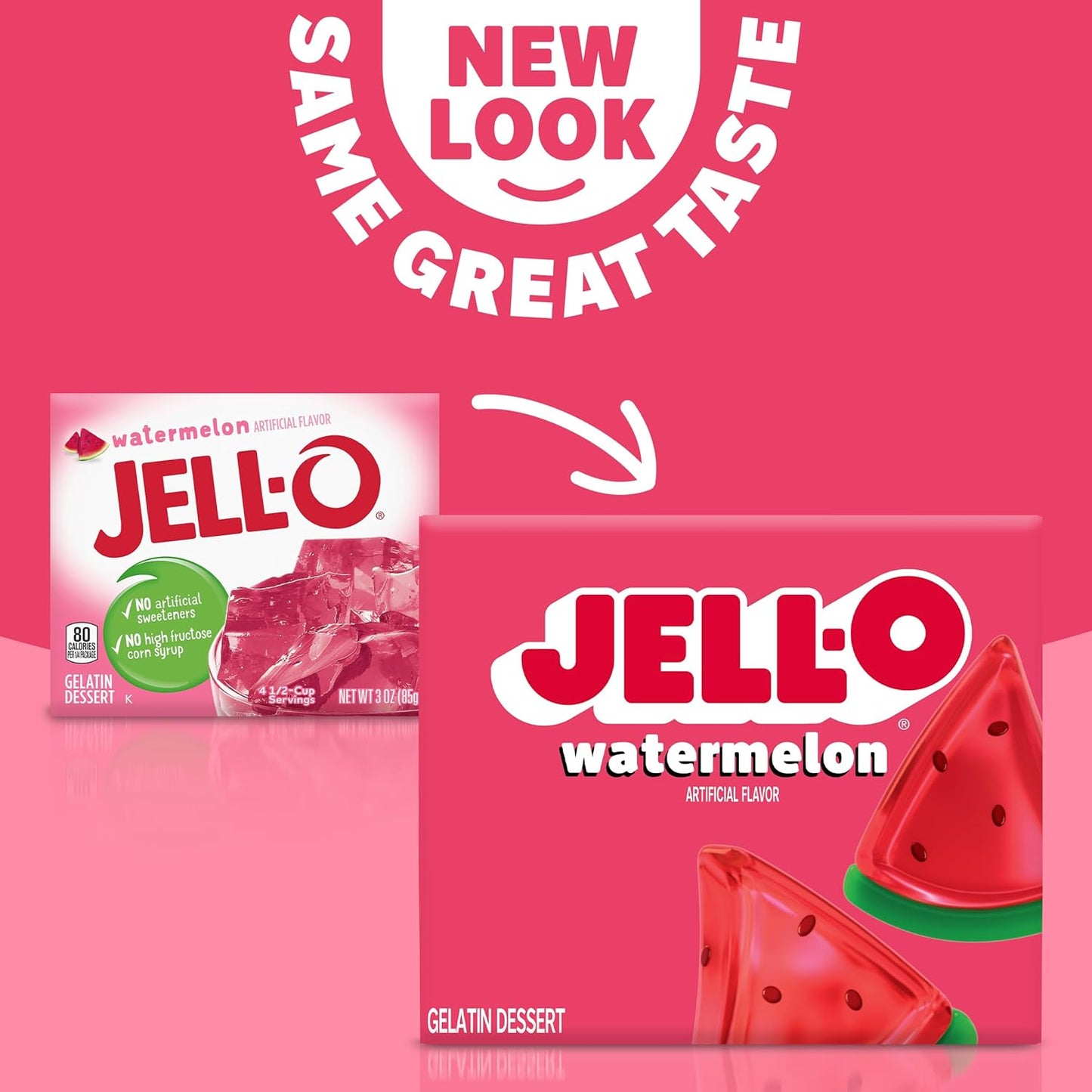 Jell-O Watermelon Artificially Flavored Gelatin Dessert Mix, 3 oz Box (Pack of 3)