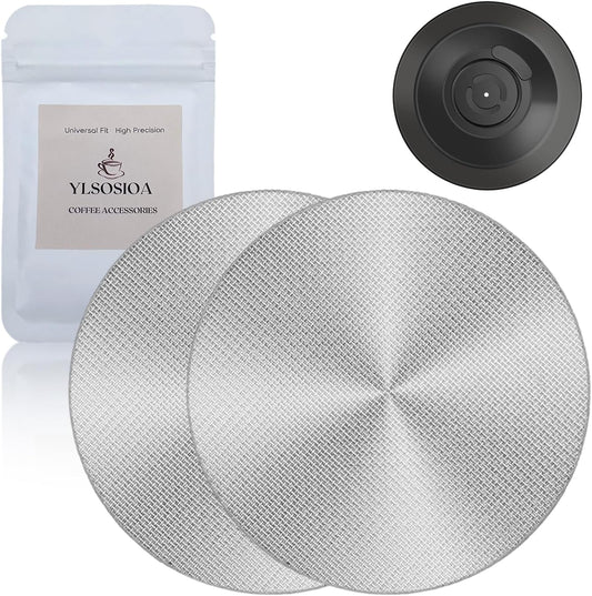 2 Pack 58.5mm Espresso Puck Screen for Standard 58mm Portafilter, 1.7mm Thick Stainless Steel Filter Screen with Cleaning Blind Disk