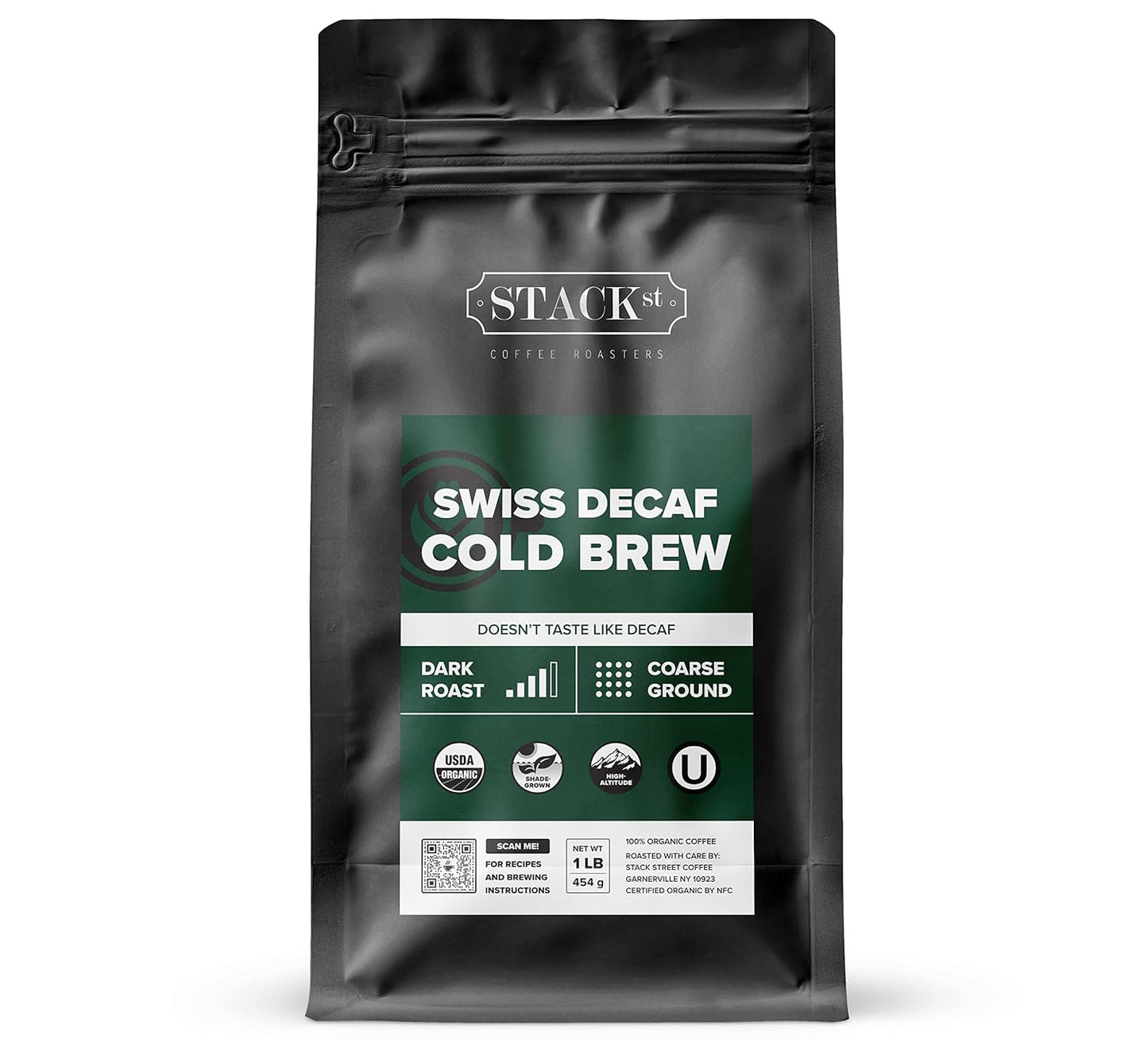 Organic Swiss Water Process Decaf Cold Brew Coffee Coarse Ground 1 LB - Dark Roast Coarse Grind - Doesn't Taste Like Decaf! - 100% Arabica Single Origin Beans – By Stack Street