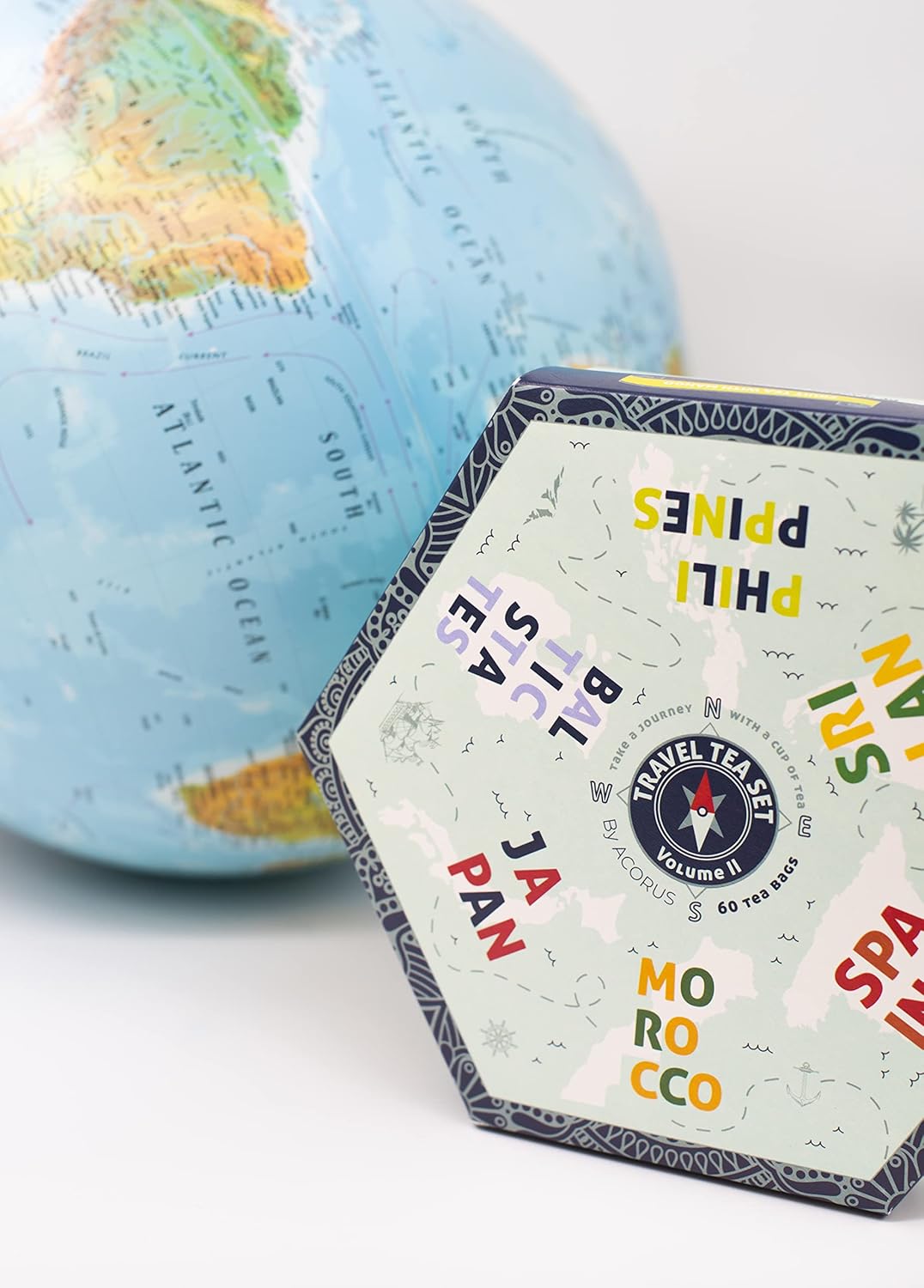 ACORUS | Travel Tea Set Vol. II | Tea Gift Set of 6 Flavors of Different Destination | Discover the World With a Cup of Tea | Assorted Tea Variety Pack | Large Tea Sampler Box | 60 Tea Bags