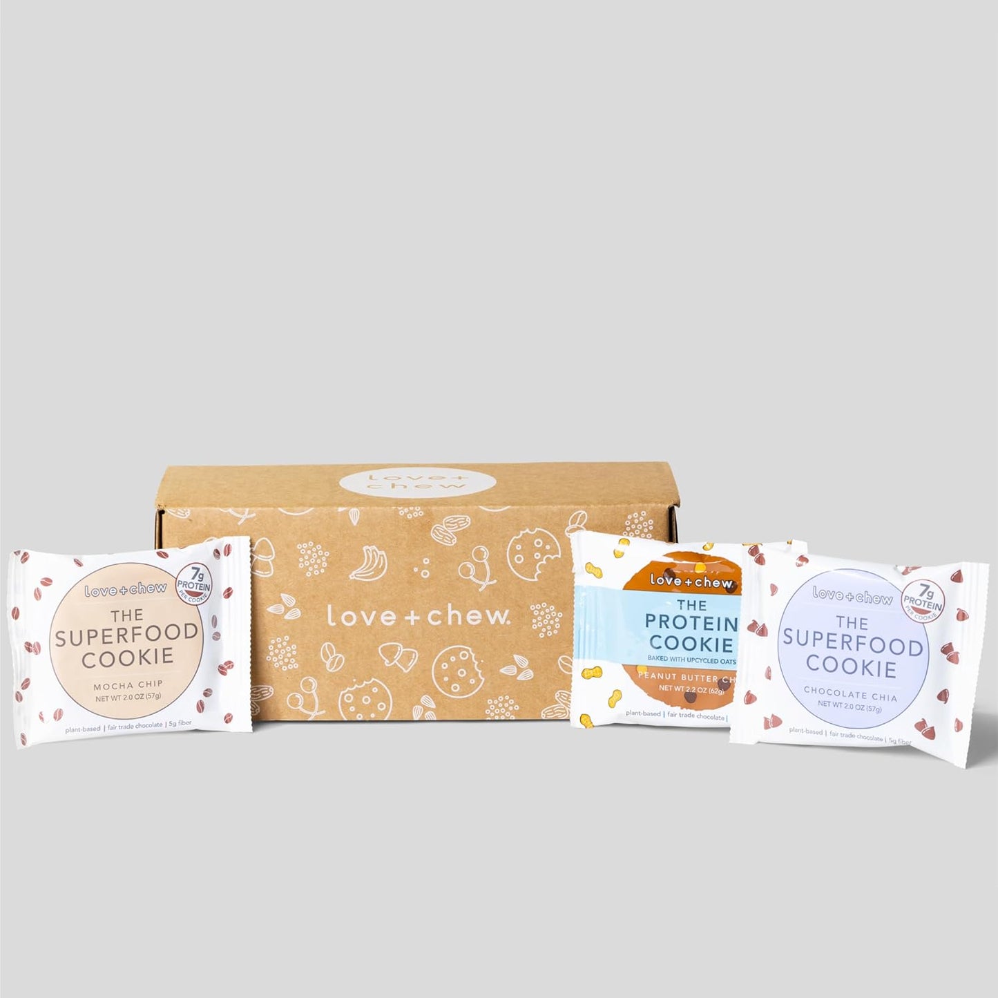 Love + Chew Superfood Soft Baked Cookies, Chocolate Lover Variety, Plant Based Cookie Made With Almonds and Dark Chocolate for Kids and Adults, Vegan Snacks, Gluten Free, Paleo, Non GMO, 12 Pack