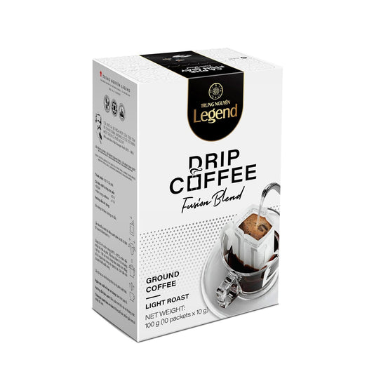 TRUNG NGUYEN LEGEND FUSION BLEND Signature Hand Drip Coffee Bag, Single-Served Pour Over Coffee, Portable Filter Bag for Travelling, Camping, Rich Flavourful Taste (10 Packets/Box)