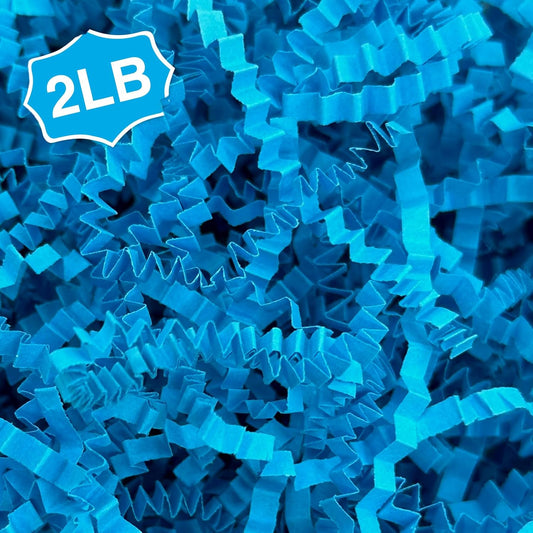 2LB Crinkle Cut Paper Shred Filler for Bag Gift Box Basket Confetti Paper Shreded Stuffing Decoration for Valentine's Day Holiday Party (Lake Blue)