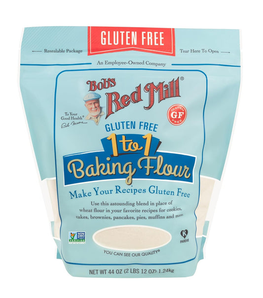 Bob's Red Mill Gluten Free 1 to 1 Baking Flour, 44oz (Pack of 1) - Non GMO, Vegan, Kosher