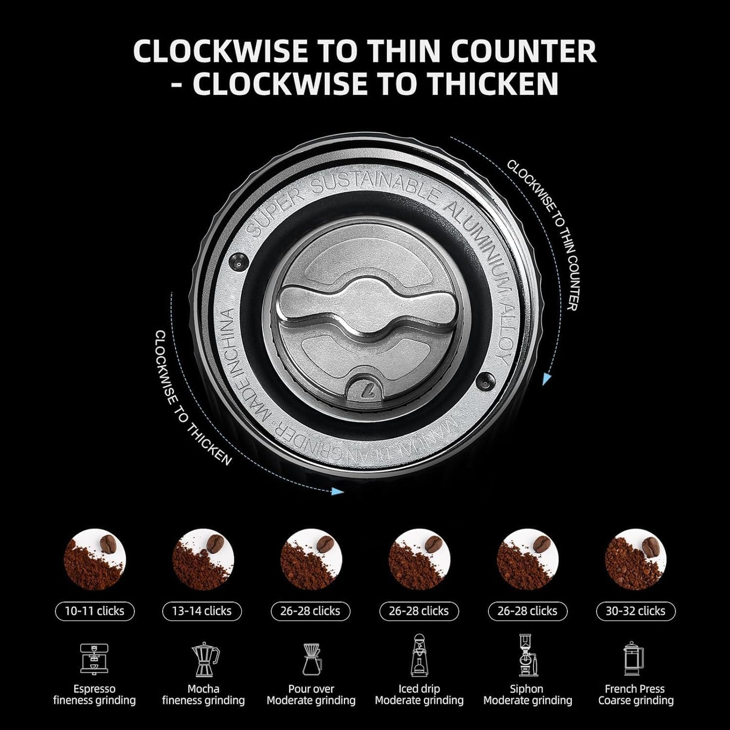 Z3 /Z3pro Coffee Bean Grinder, Hand Grinder with 6-Core CNC Stainless Steel Conical Burr,Double Bearing Positioning for Espresso,Pour Over,FrenchPress,Moka,Americano (Silver, Z3PRO)