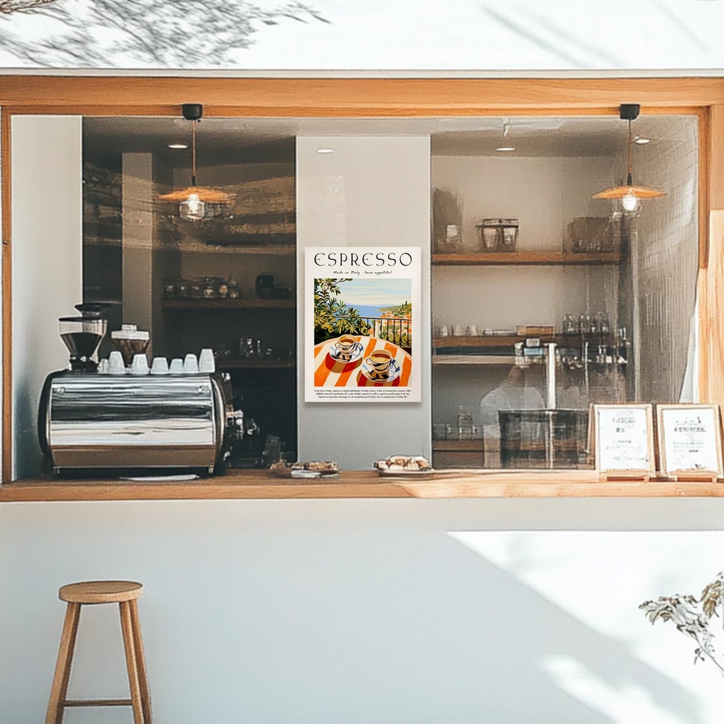 GELDSTEI Coffee Wall Art, Vintage Espresso Wrapped Canvas Print, Italian Coffee Poster Print, Cafe Bar Decoration, Retro Italian Cafe Wall Decor for Kitchen Dining Room Framed Ready to Hang 12"x16"