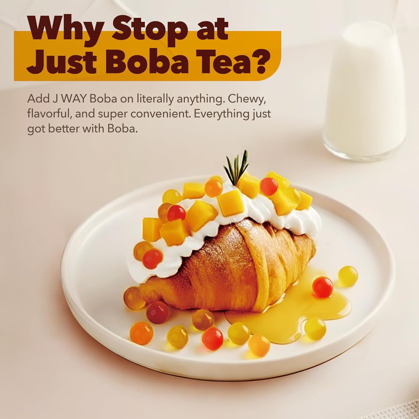 J WAY LOCAL FLAVOR BOBA Authentic Instant Tapioca Boba Pearls Bulk, 60 Servings for Milk Tea,Smoothies and Desserts,Fruity Flavor (Ready in Just 20 Seconds,No Preservatives,Gluten Free)