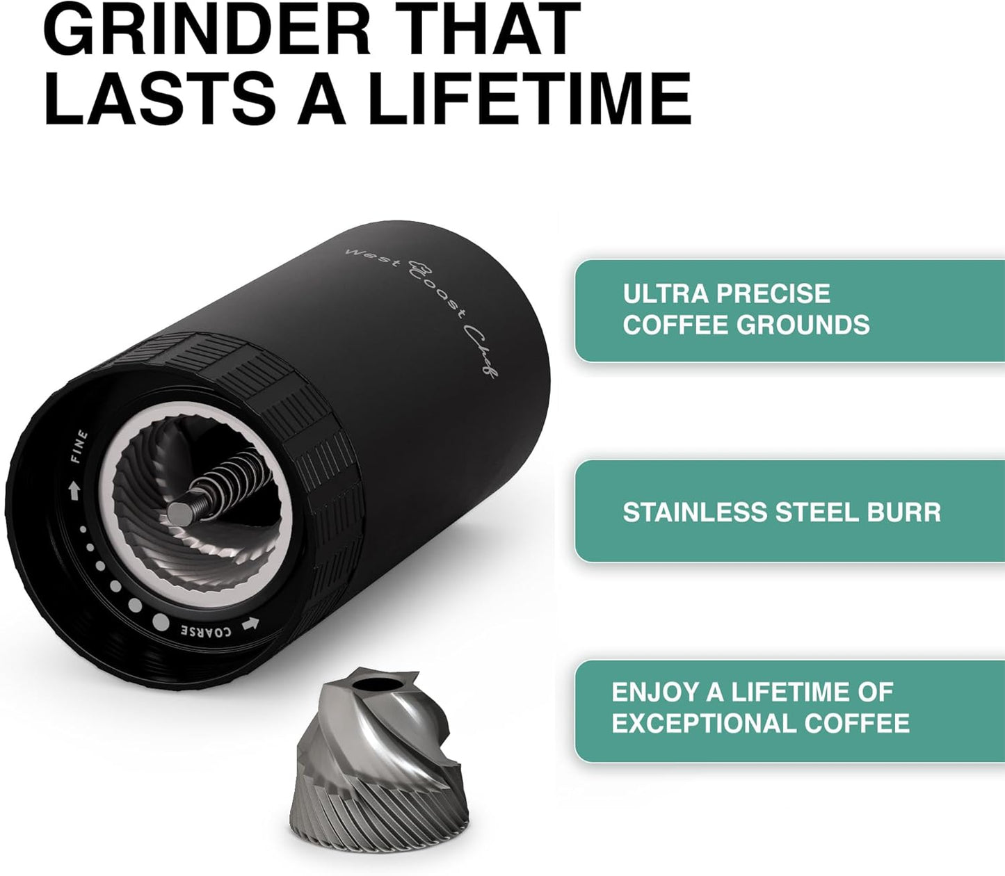 Manual Burr Coffee Grinder - Portable Espresso Hand Grinder for Travel