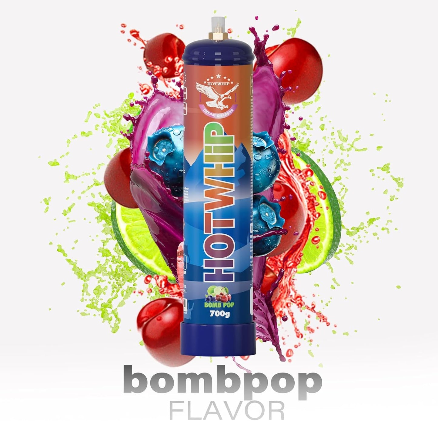 Whipped Cream Charger 700g,1.1L Tank,Cream Charger Food Grade Bombpop Flavor 99.99% Purity Premium Cream Cylinder(1,700g Bombpop)