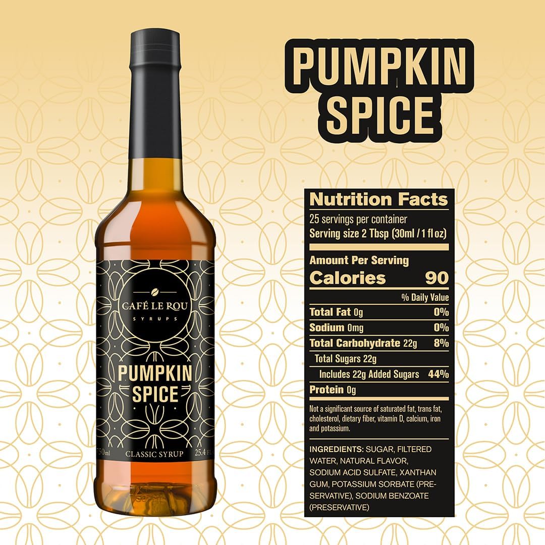 "NEW" Café Le Rou Pumpkin Spice Classic Syrup - 25.4 oz, 1 Pack with 1 Gold Pump Dispensers 25.4 Fl Oz (Pack of 1)