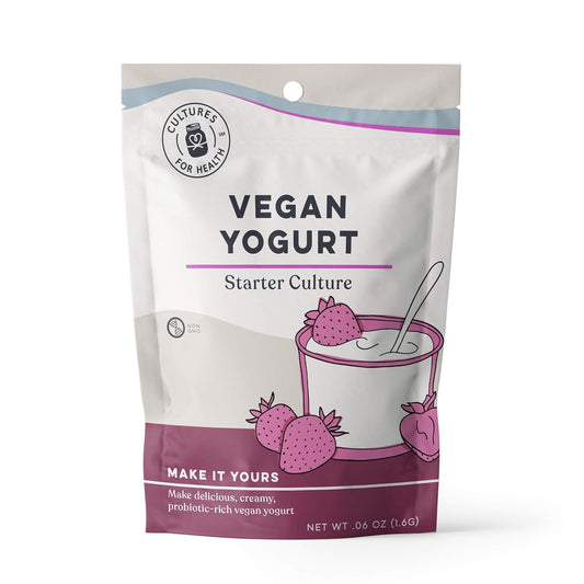 Cultures for Health Vegan Yogurt Starter Culture | 4 Direct-Set Packets | DIY Dairy-Free Yogurt from Plant Milks | Probiotic for Gut Health