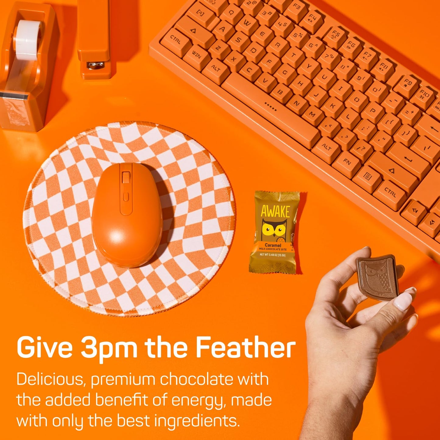 AWAKE - Caffeinated Chocolate Bites - Caramel Milk Chocolate, 50 Bites - 50mg Caffeine - Individually Wrapped Energy Bites - Coffee Alternative - Fairtrade, Gluten Free, Non GMO - 0.48oz