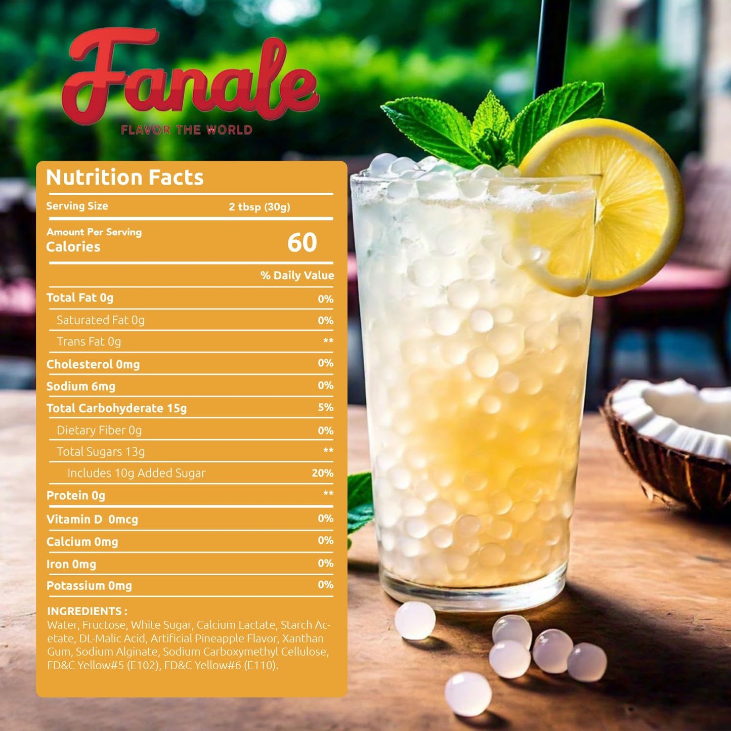 Fanale Popping Boba Pearls for Bubble Tea - 7 lb | Coconut Flavor | Bursting Boba Pearls Bubble | Fruit Juice Flavor for Shakes, Dessert, Smoothie