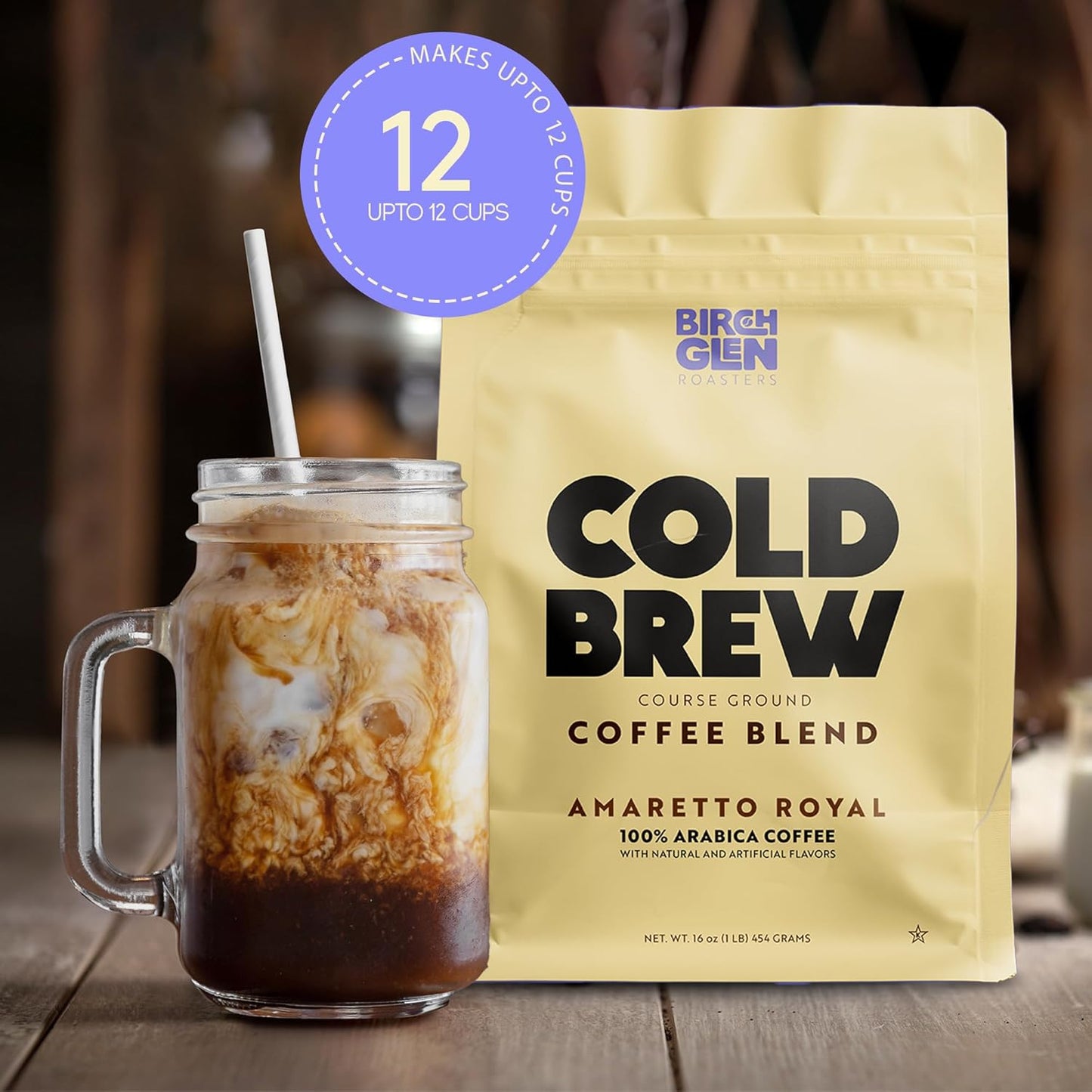 Birch Glen Roasters Cold Brew Coffee | Flavored Coarse Ground Coffee | Artisanal Roasting | 100% Arabica |1 LB | Pecan Pie