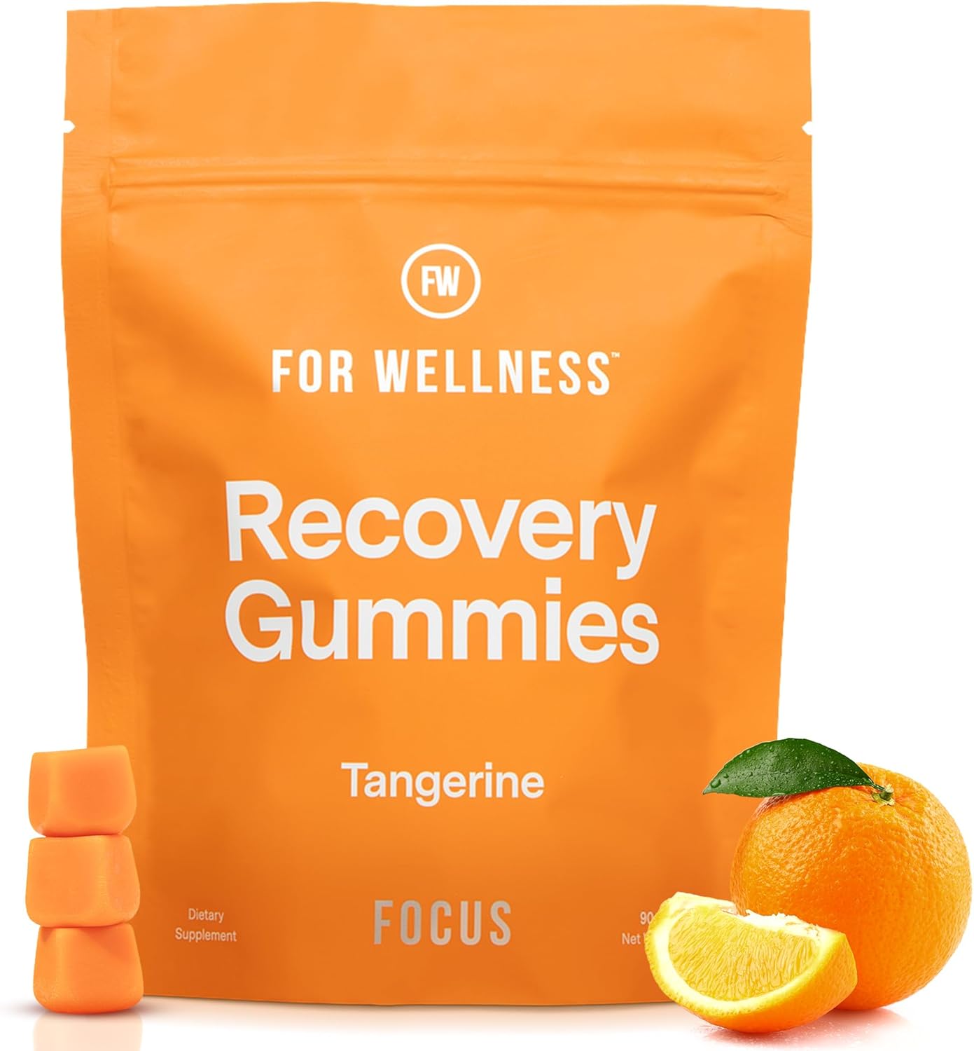 For Wellness Recovery Gummies | Tangerine Eye & Brain Support Supplements with Lutemax 2020®, Lutein, Zeaxanthin, Vitamin A & Cordyceps for Vision, Memory & Stress Support | Vegan, Non-GMO, 90 Count