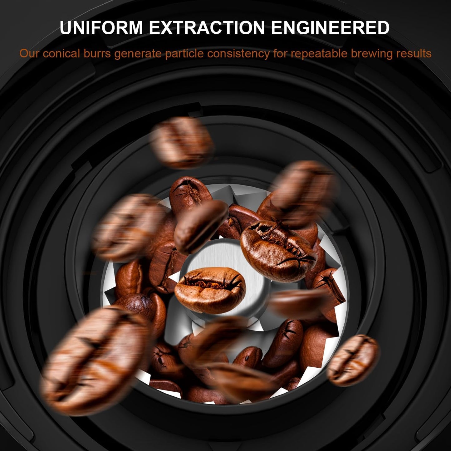 Wancle Conical Burr Electric Coffee Grinder Bean Grinder - 25 Adjustable Grind Settings for Espresso/French Press/Drip, 2-12 Cup Capacity, Low Noise & Anti-static with Powder Blower, Stainless Steel