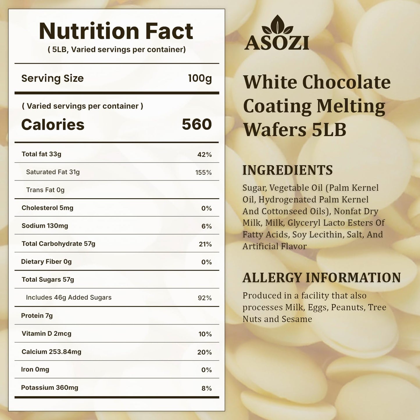 White Chocolate Melting Wafers 5lb - Premium White Chocolate Chips for Baking & Dipping - Smooth, Velvety Melting Chocolate for Chocolatiers & Bakers - Resealable Bag for Freshness