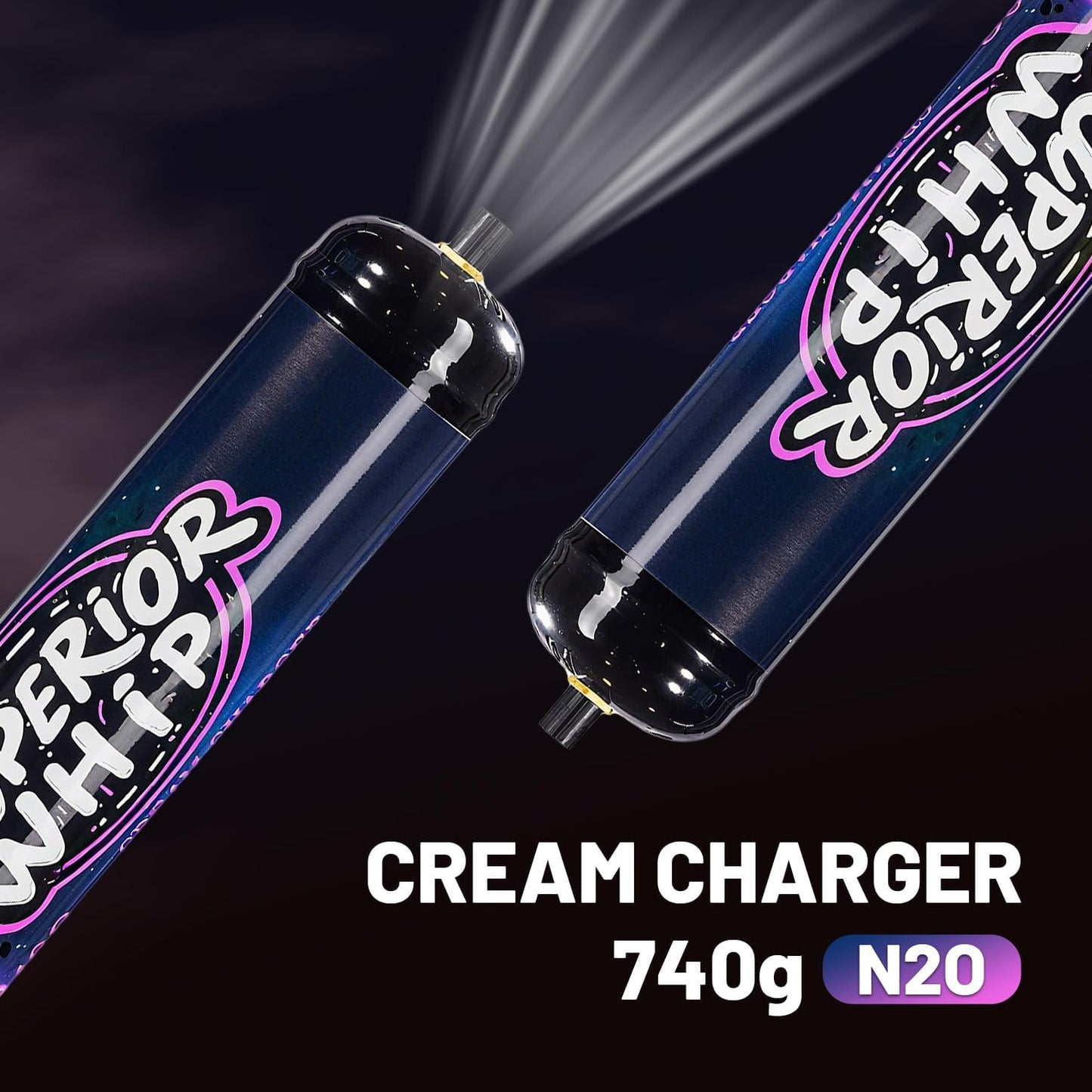 Whipped Cream Charger 740g, Whip Cream Charger Cartridges Whip Cream Charger Cylinder Food Grade Original Flavor (Nozzle Included) 3-Pack
