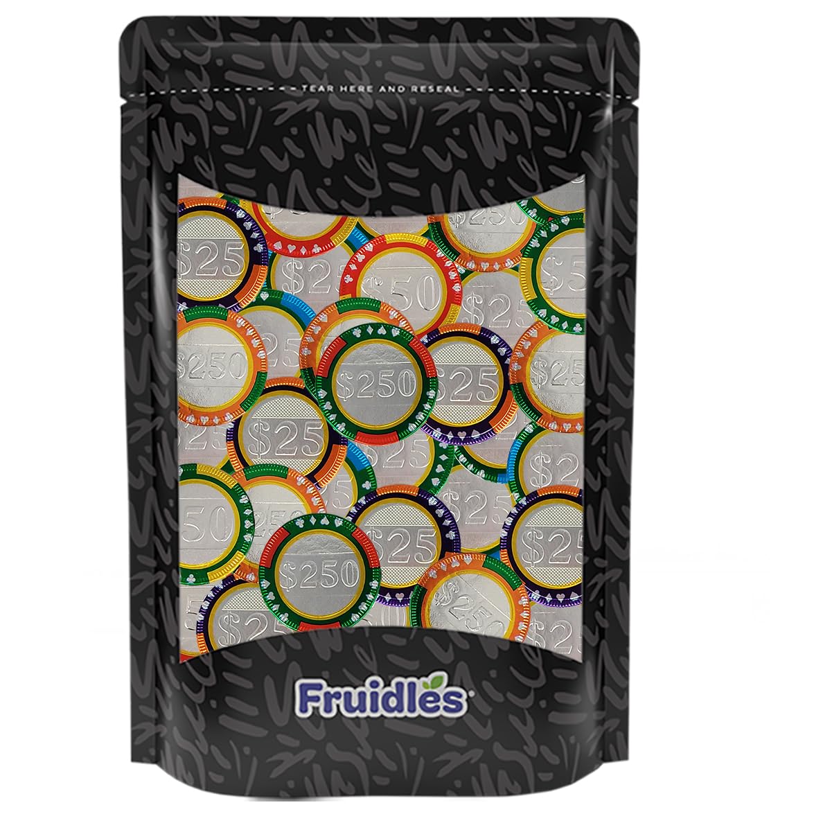 Fruidles 25-Pack Casino Poker Chips, Belgian Milk Chocolate Coins, Kosher Certified Dairy, Non GMO