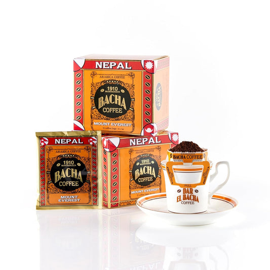 Bacha Coffee | Mount Everest Nepal Single Origin Arabica, 100% Arabica Specialty Coffee, 12 Coffee Drip Bags, Gift Box