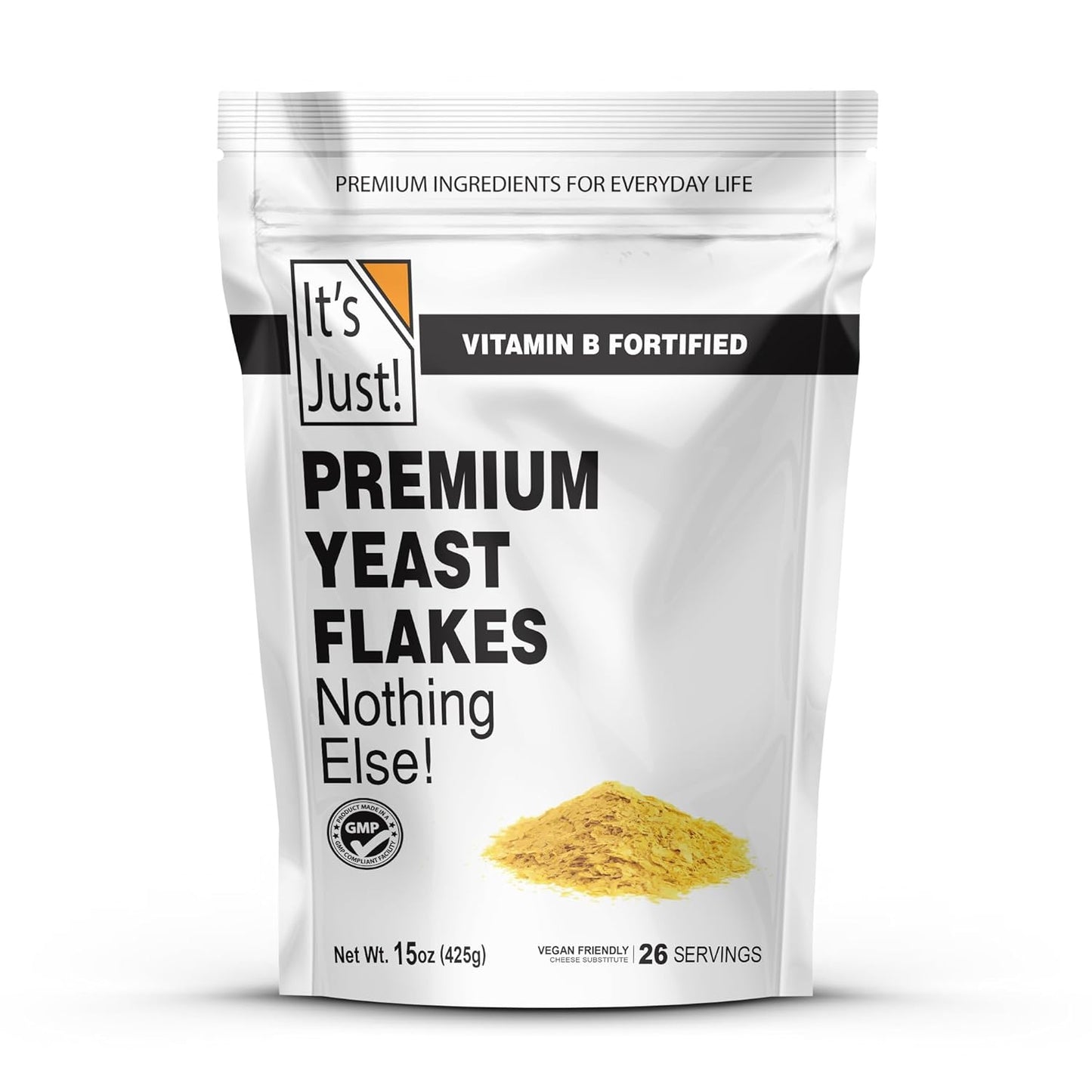 It's Just - Yeast Flakes, Nutritional Yeast, Premium Fortified, Nooch, Vegan Cheese Substitute (15oz Ounces)