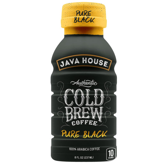 Java House Cold Brew Coffee Ready to Drink Bottles - Pure Black - 6 Pack of 8oz Bottles - 100% Arabica Coffee