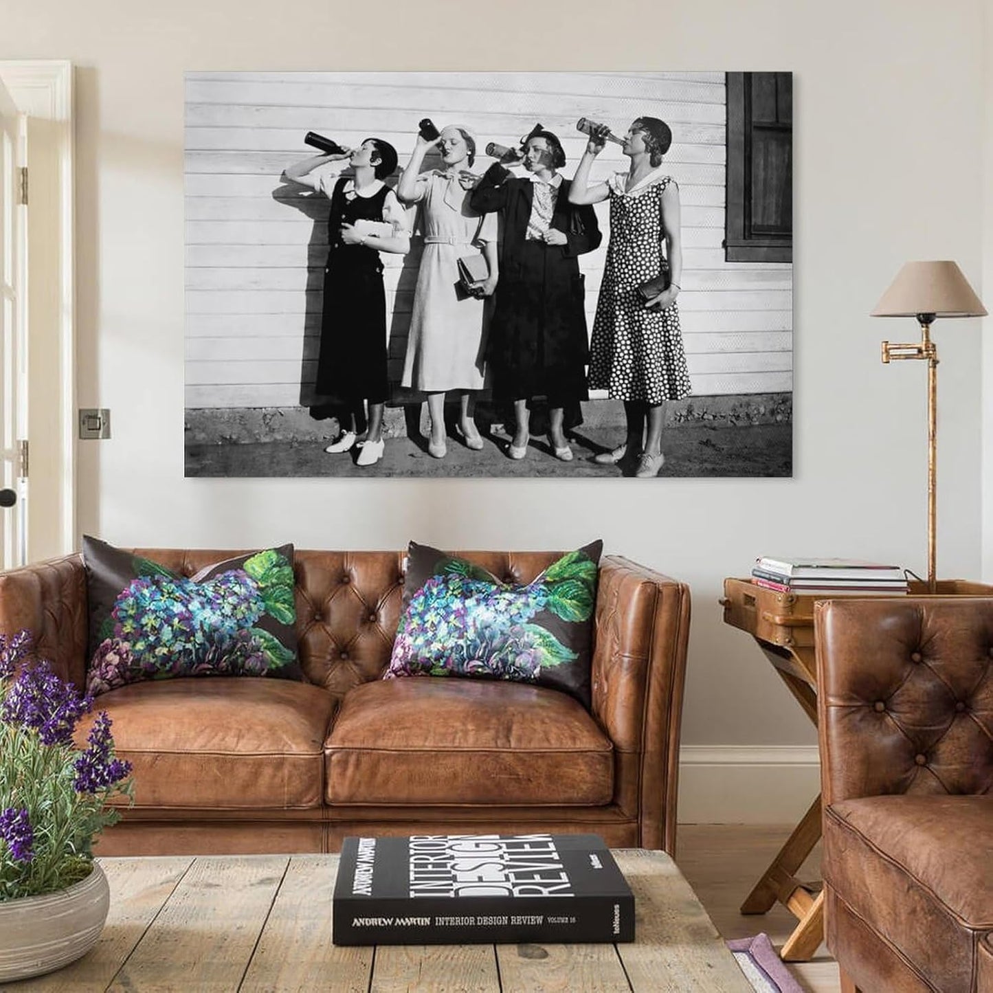 Women Drinking Beer Bar Decor Speakeasy Wall Art Vintage Prohibition Era Canvas Printing Art Painting Poster, for Home Bar Brewery Tavern Pub Wall Decoration 16x24inch(40x60cm)