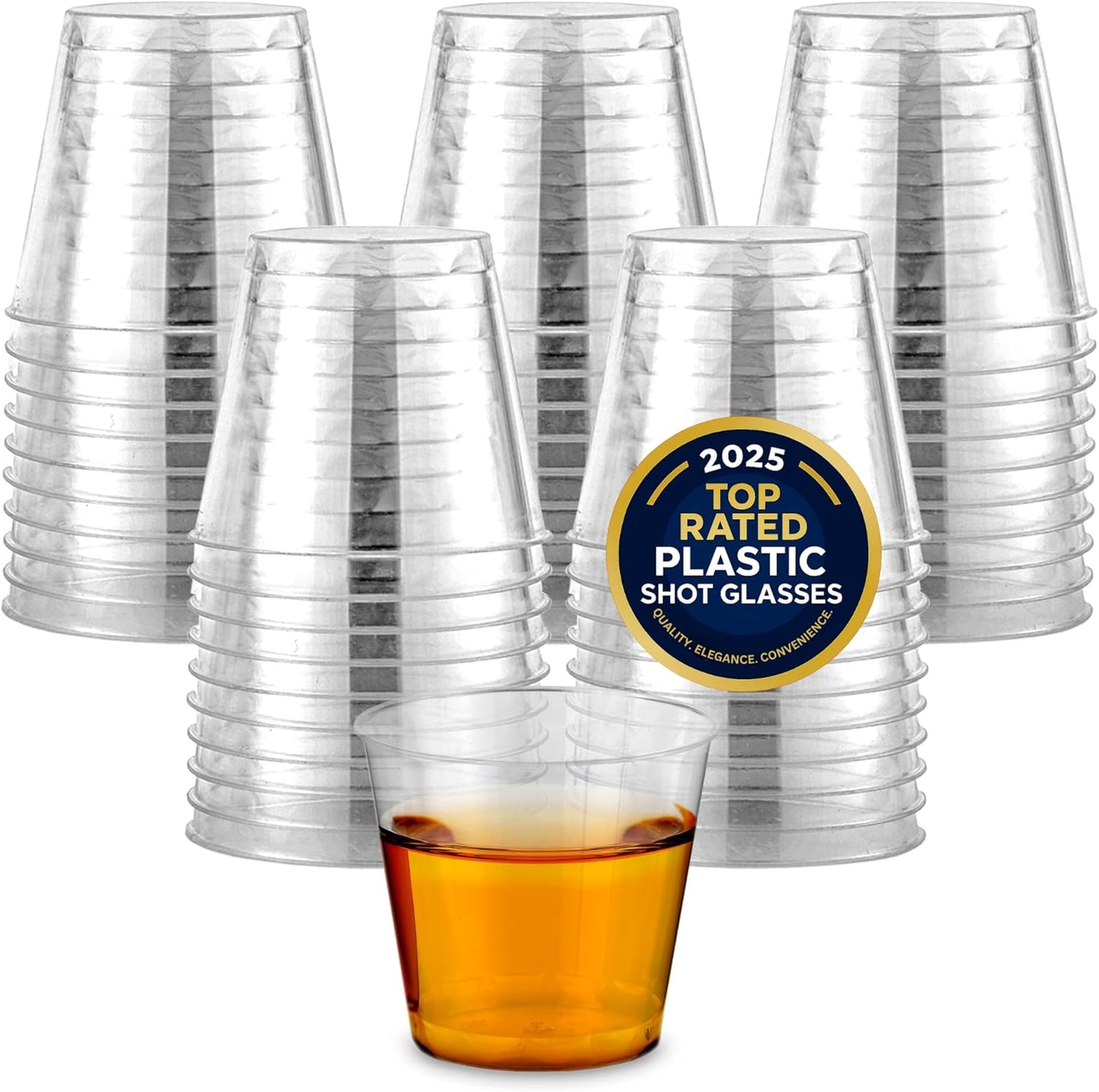 Stock Your Home 100 Pack - Mini Plastic Shot Glasses (1oz) Clear Disposable Cups for Jello Shots, Wine Tasting, Liquor, Whiskey, Pudding, Sample Cup for Halloween and Elegant Parties