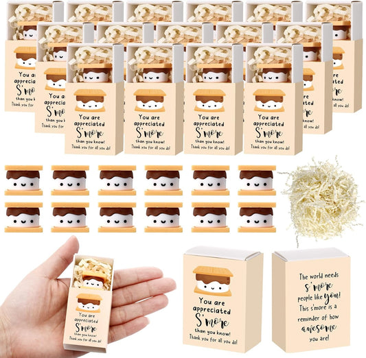 Wettarn 24 Sets S'more Appreciation Gifts Bulk Marshmallow with Box Party Favors Christmas Vet Tech Thank You Gift Rewards for Teacher Employee Nurse Coworkers Staff Team