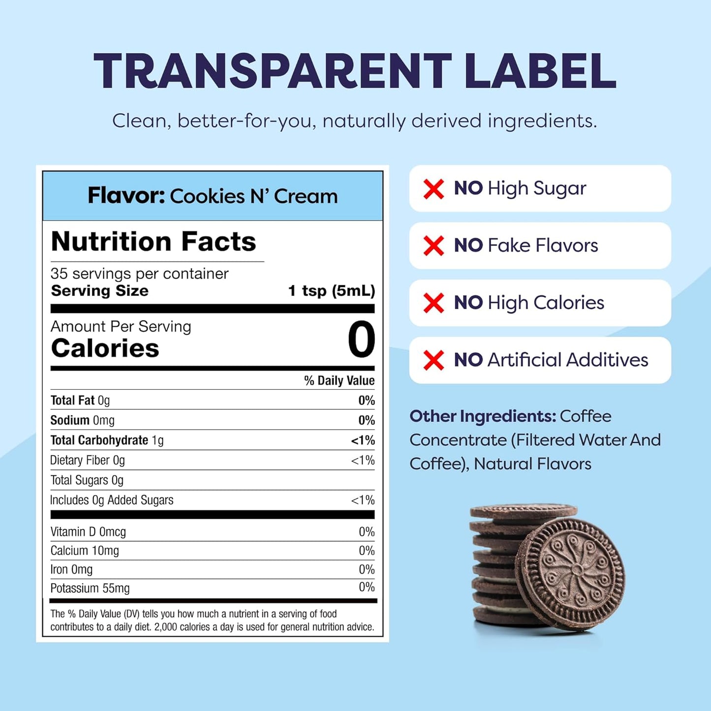 Coffee Concentrate - Limited Release Flavors - Cold Brew Coffee, Perfect for Hot or Iced Instant Coffees, Hot Drinks, Cold Brew Concentrate, 35 Servings - Cookies N’ Cream