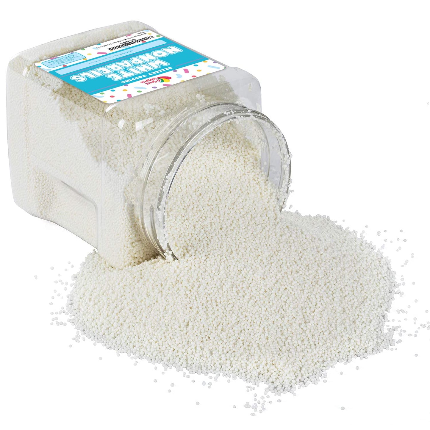 White Nonpareils Sprinkles – 1.8 LB Bulk Candy - Non Pareils Jimmies – Toppings for Cake Decorating, Cupcakes, Baking