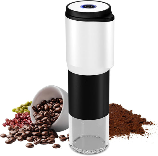 Portable Electric Coffee Grinder，Automatic Coffee Grinder with USB Type-C wireless charging design，Adjustable Coarse to Fine for coffee beans, grains, cleaning brush + cable Includes