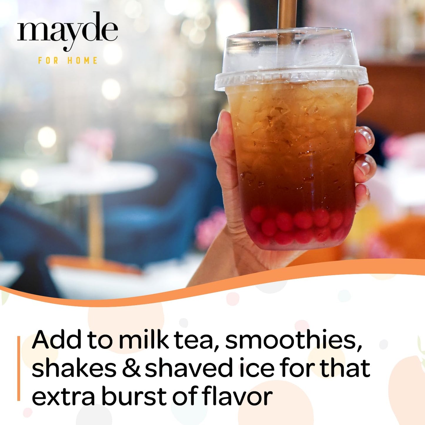 Mayde Popping Boba Pearls, Bubble Tea Pearls for Drinks, Desserts, & Breakfast Bowls (Mango, 2 Pounds)