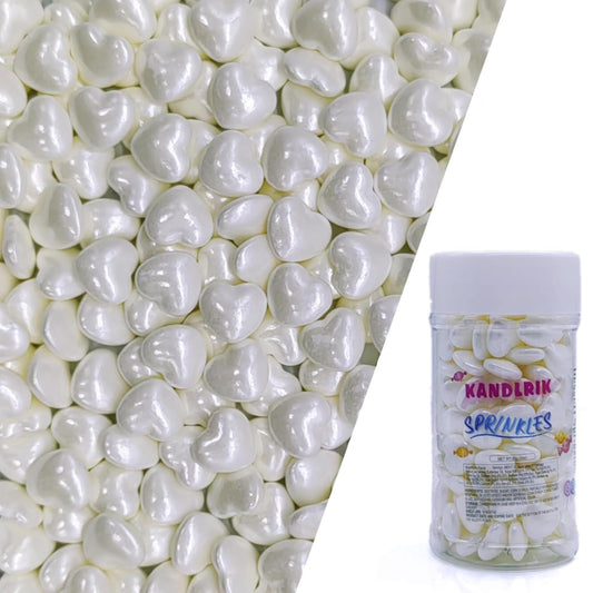 White Heart Sprinkles Edible Heart Cake Decorating Cake Decorations Cupcake Toppers Cookie Decorating Perfect for Cakes, Cupcakes, Desserts Toppings 3OZ