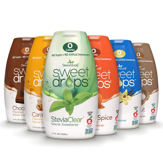 SweetLeaf Sweet Drops - Flavored Stevia Liquid Sweetener, Stevia Extract, Zero Calories, Gluten Free, Keto Friendly, Non GMO, Natural Flavor, Sugar Alternative - Variety Pack, 1.7 Fl Oz (Pack of 6)