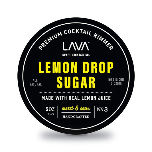 LAVA Premium Lemon Drop Sugar Cocktail Rimmer, All Natural Rimmer Sugar, Sweet & Sour, Real Lemons, Pure Cane Sugar, No Silicon Dioxide, with Easy Screw-On Lid - 5oz