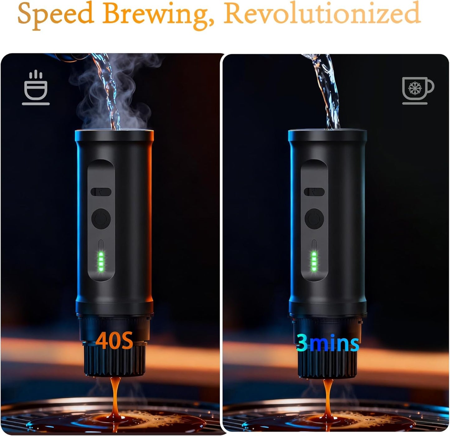 Camping Coffee Maker with Folding Stand|Portable Espresso Machine for Travel, Outdoor & Office|20Bar Pressure|7500mAh Battery|Heats in 3 Mins|Compatible with Coffee Capsules&Ground Coffee|Space-Saving