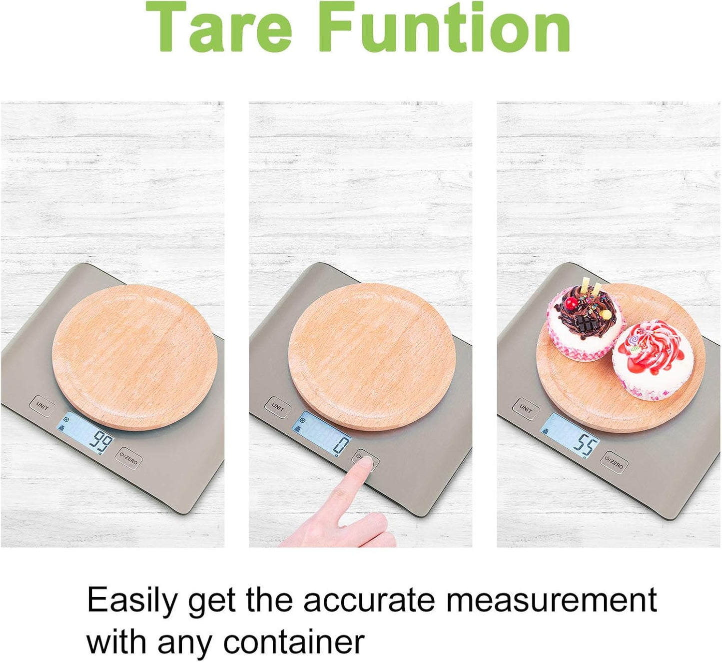 Food Kitchen Scale, Digital Grams and Oz for Cooking, Baking, and Weight Loss, Multifunction Food Meat Scale with LCD Display（Stainless Steel）