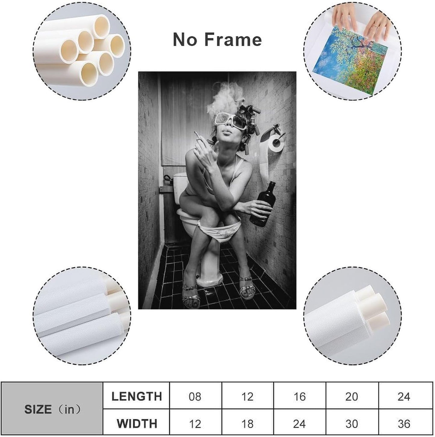 Girl on Toilet Drinking And Smoking Poster Wall Art Photo Print, Canvas Painting Posters And Wall Art Pictures Are Used For Room Aesthetics And Decoration 12x18inch(30x45cm)