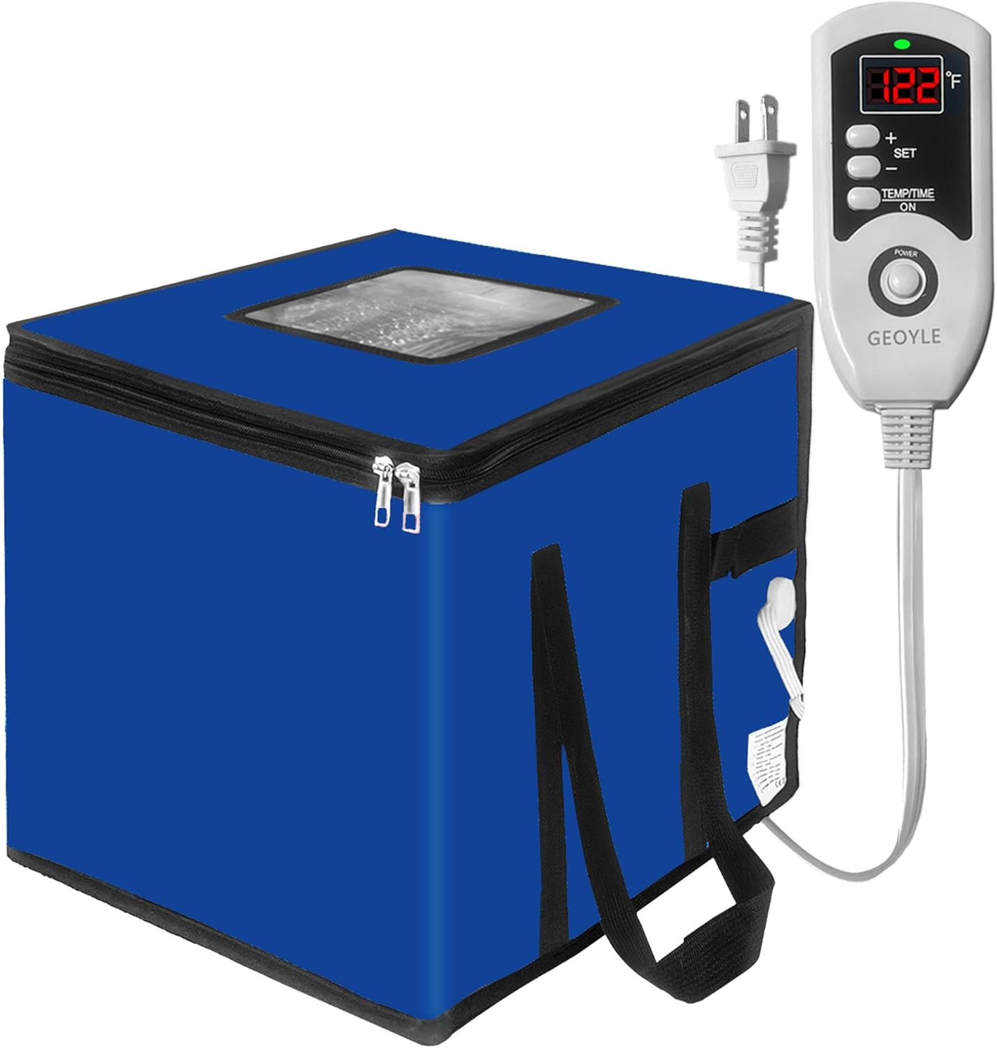 Foldable Proofing Box with Heater,Bread Dough Proofer 43L,Adjustable Thermostat &TIME Sourdough Starter Warmer for Baking,Dough Rise, Pizza and Yoghurt Making, Blue 13.8 * 13.8 * 13.8inch