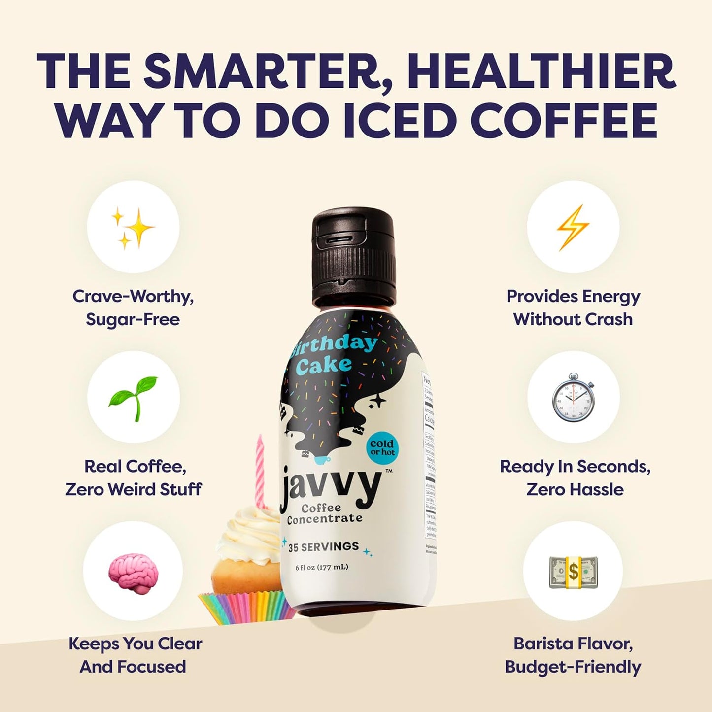 Coffee Concentrate - Limited Release Flavors - Cold Brew Coffee, Perfect for Hot or Iced Instant Coffees, Hot Drinks, Cold Brew Concentrate, 35 Servings - Birthday Cake