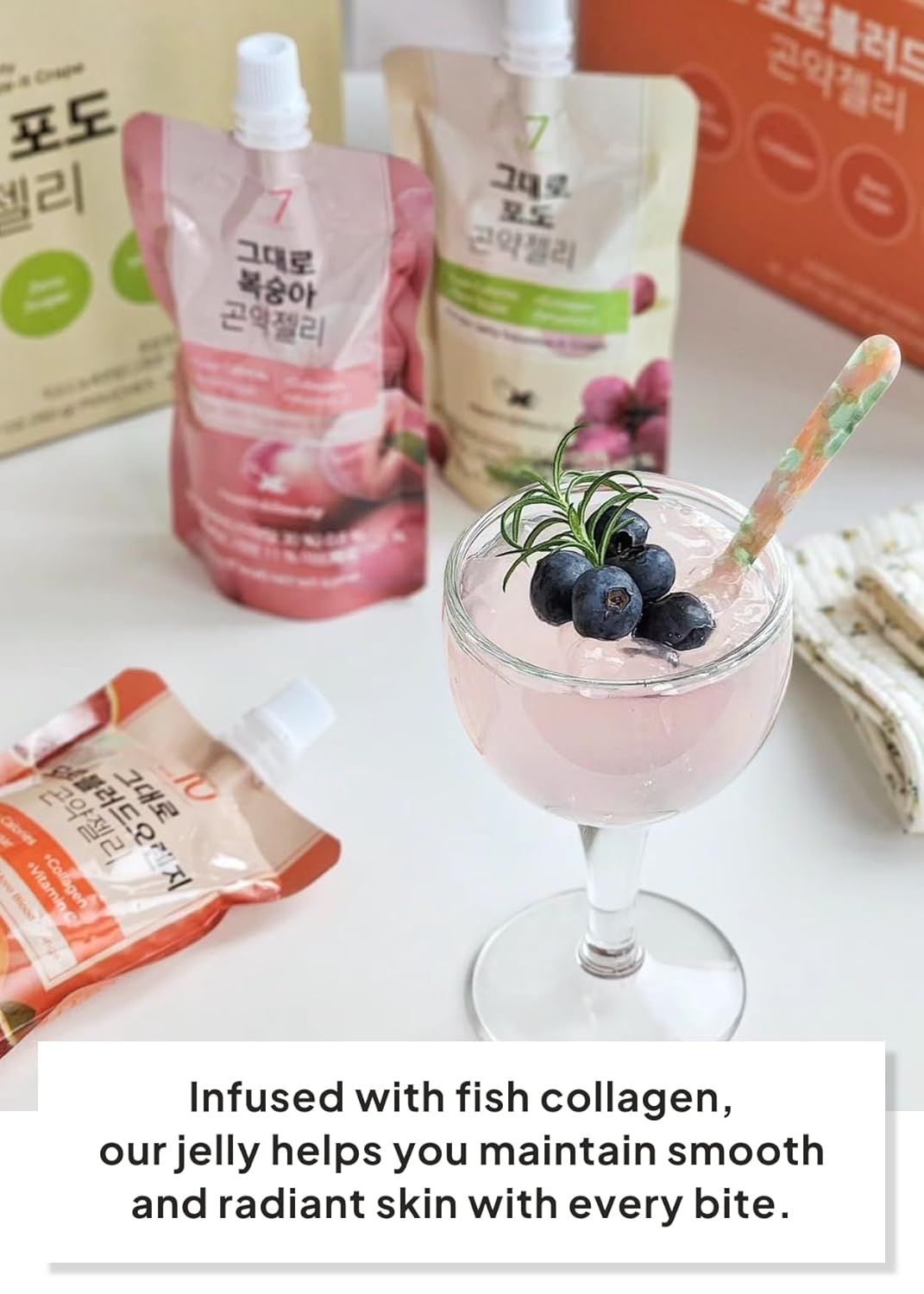 Korean Food Low Calories Squeeze Konjac Jelly Grape Flavor, Fish Collagen, Vitamin, Zero Sugar, Chewier Texture, Health&Beauty (Net WT 5.07 oz, Pack of 10) 곤약젤리