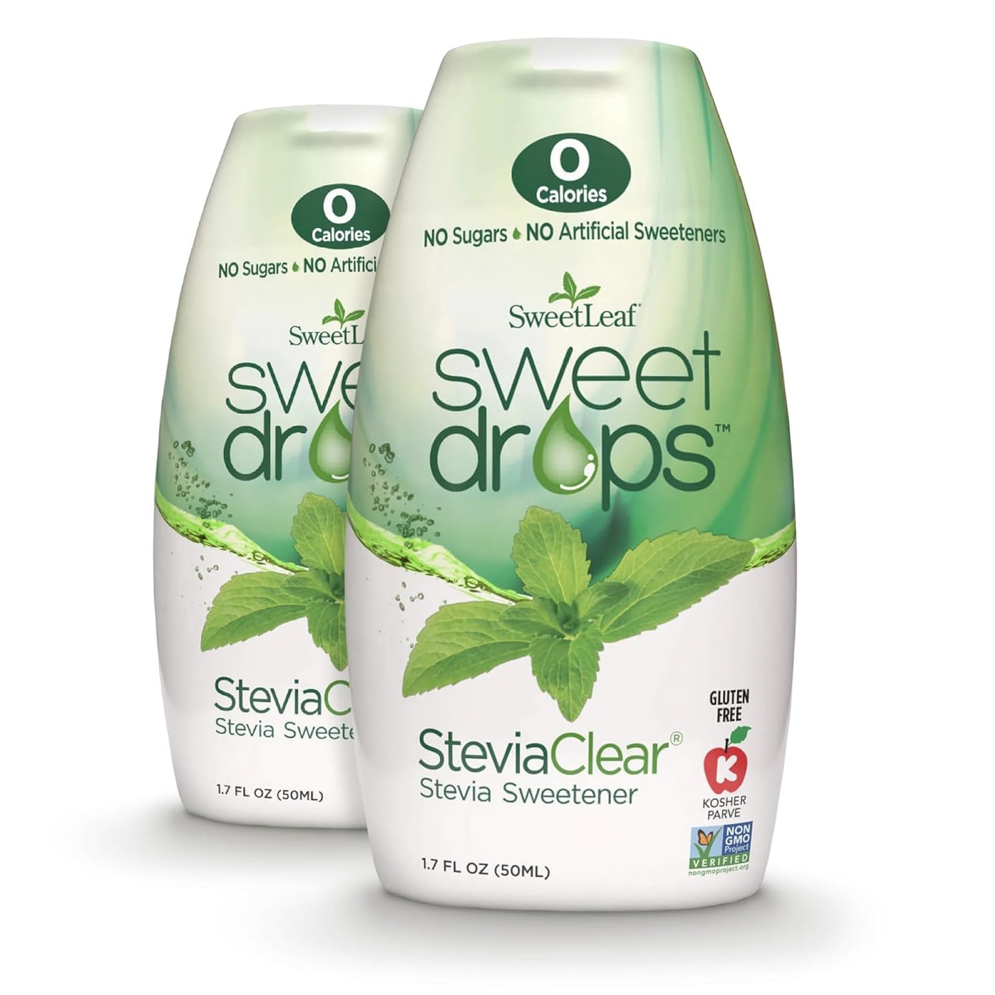 SweetLeaf SteviaClear Sweet Drops - Natural Stevia Liquid Sweetener, Squeezable Stevia Drops, No Bitter Aftertaste, Liquid Sugar Alternative, Zero Calorie, Keto, Non-GMO Stevia, 1.7 Fl Oz (Pack of 2)
