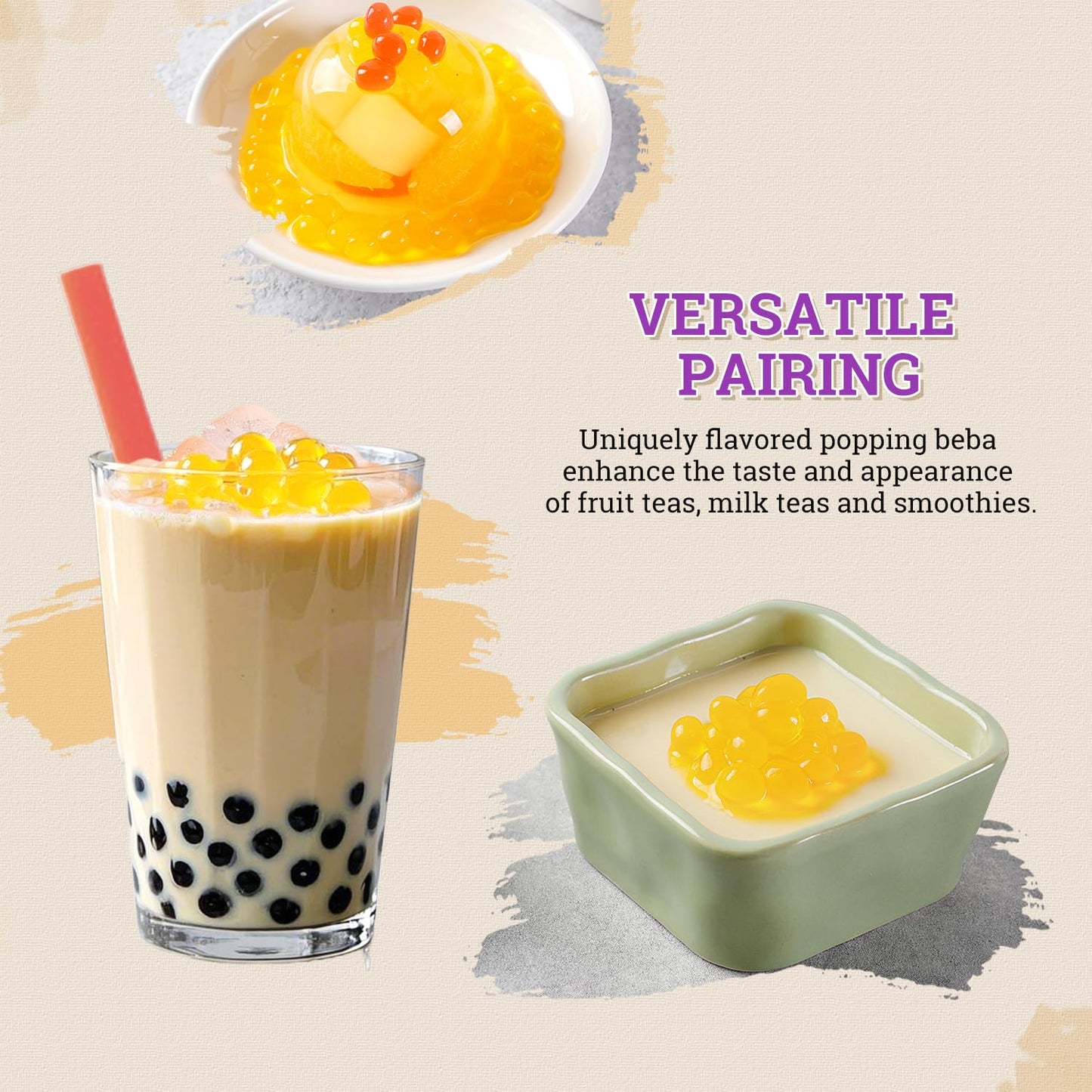 52USA Passion Fruit Popping Boba (1000g), Popping Pearls for Bubble Tea, Beverages, Sweets, Ice Cream, Shakes, Desserts & Smoothies Topping, 1.1 Pound (Pack of 2)