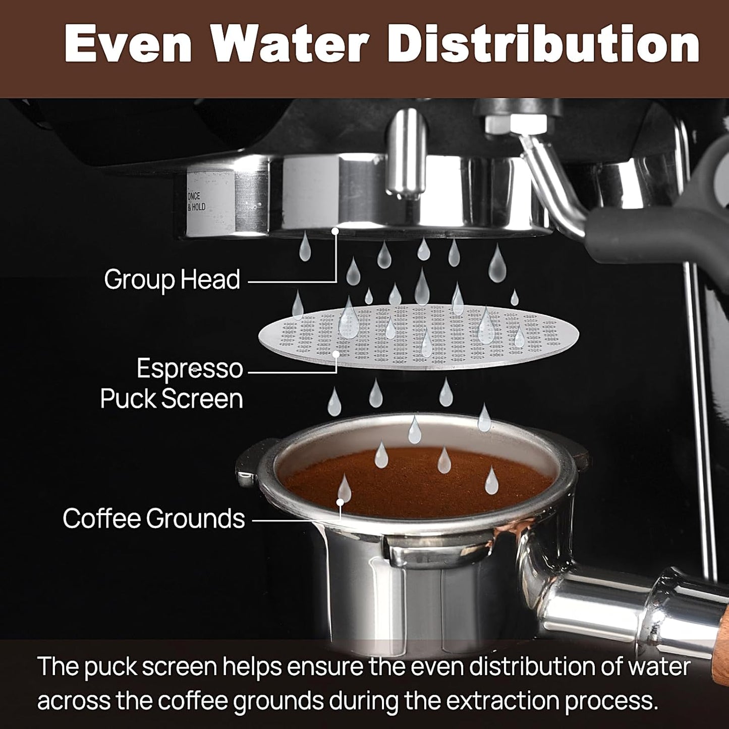 Puck Screen for 53mm Portafilter, Reusable Mesh Coffee Filter for Espresso Portafilter Filter Basket 1.7mm Thickness, 304 Stainless Steel