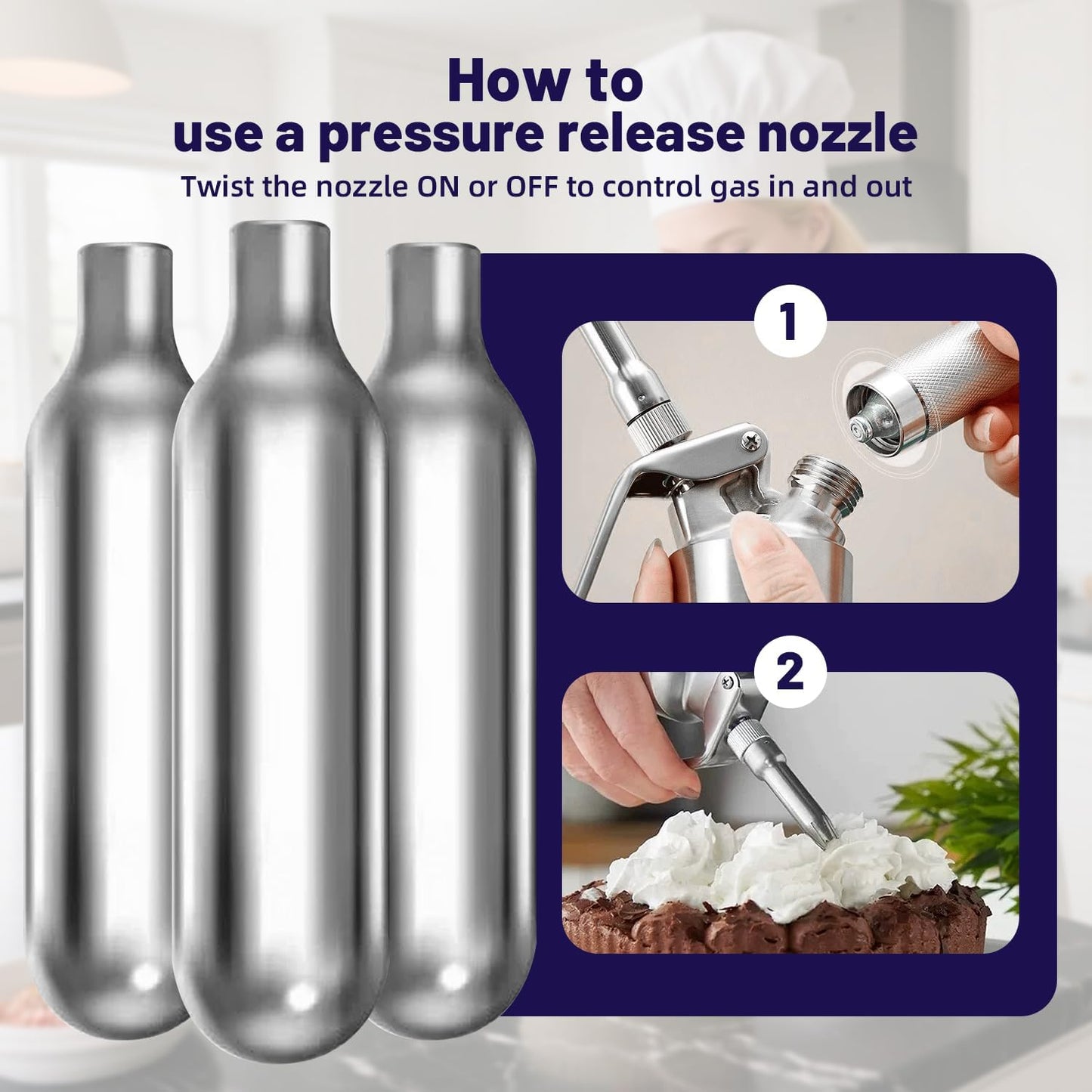 Whipped Cream Chargers - 8g Whip Cream Charger Cylinder Food Grade Original Flavor With Long Shelf Life, Perfect for Desserts, Cake, Beverages and Gourmet Dishess