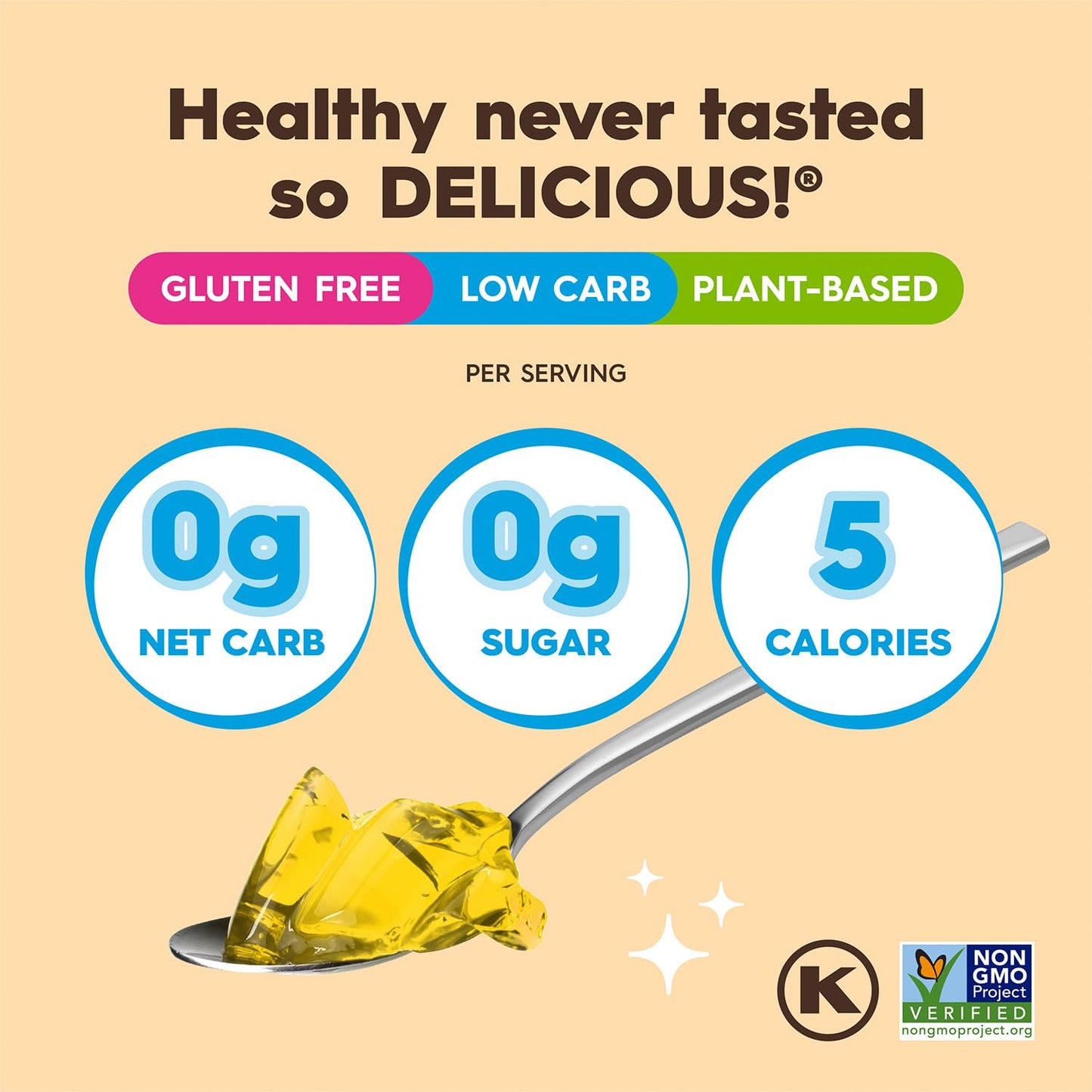 Simply Desserts Sugar-Free Peach Jel, 6-Pack – Vegan Dessert, Keto Snacks, Diabetic Friendly & Kosher, 1.7 Oz Ea